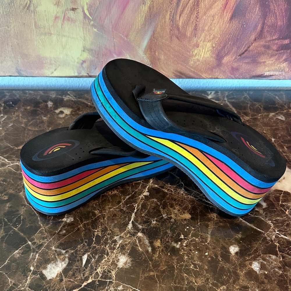Rainbow Multicolor Platform Sandals - image 1